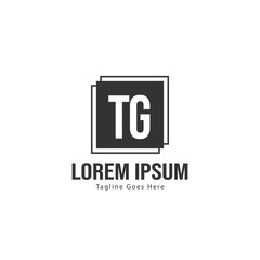 Initial TG logo template with modern frame. Minimalist TG letter logo vector illustration