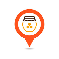 Jar with honey vector pin map icon