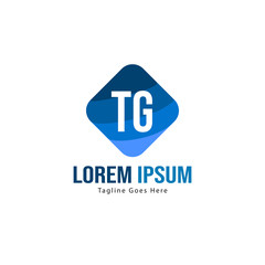 Initial TG logo template with modern frame. Minimalist TG letter logo vector illustration