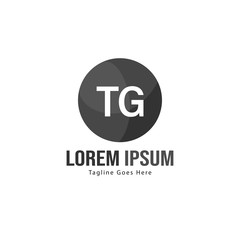Initial TG logo template with modern frame. Minimalist TG letter logo vector illustration