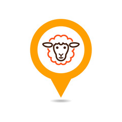 Sheep vector pin map icon. Animal head
