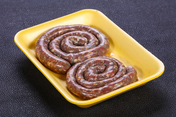 Raw beef sausages