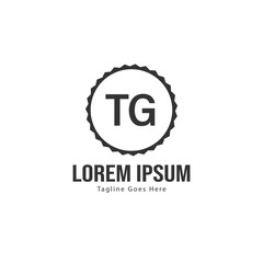 Initial TG logo template with modern frame. Minimalist TG letter logo vector illustration