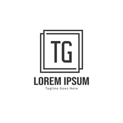 Initial TG logo template with modern frame. Minimalist TG letter logo vector illustration