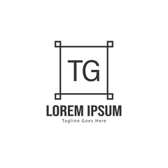 Initial TG logo template with modern frame. Minimalist TG letter logo vector illustration