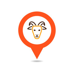 Goat vector pin map icon. Animal head