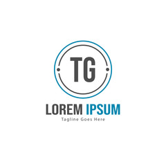 Initial TG logo template with modern frame. Minimalist TG letter logo vector illustration