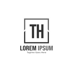 Initial TH logo template with modern frame. Minimalist TH letter logo vector illustration