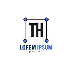 Initial TH logo template with modern frame. Minimalist TH letter logo vector illustration