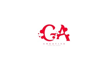 creative letter GA with dots shape trendy abstract logo design