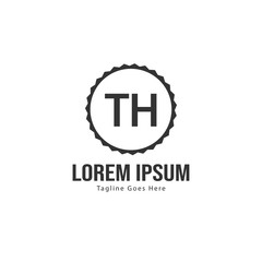 Initial TH logo template with modern frame. Minimalist TH letter logo vector illustration