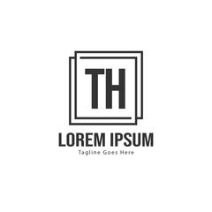 Initial TH logo template with modern frame. Minimalist TH letter logo vector illustration