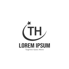 Initial TH logo template with modern frame. Minimalist TH letter logo vector illustration
