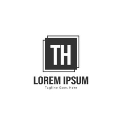 Initial TH logo template with modern frame. Minimalist TH letter logo vector illustration