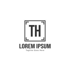 Initial TH logo template with modern frame. Minimalist TH letter logo vector illustration