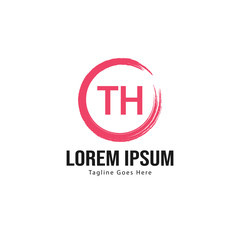 Fototapeta premium Initial TH logo template with modern frame. Minimalist TH letter logo vector illustration