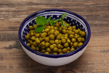 Canned Green peas in the bowl