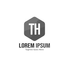 Initial TH logo template with modern frame. Minimalist TH letter logo vector illustration