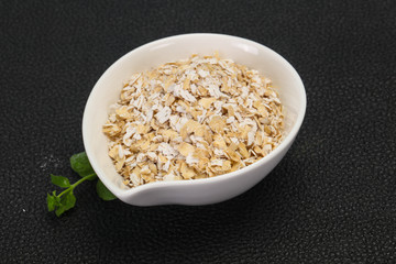 Raw oats in the bowl