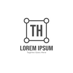Initial TH logo template with modern frame. Minimalist TH letter logo vector illustration