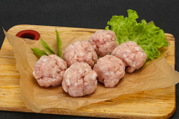 Homemade raw pork minced meatball for cooking