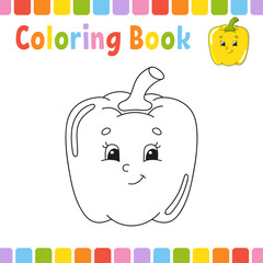 Coloring book for kids. Cheerful character. Vector illustration. Cute cartoon style. Fantasy page for children. Black contour silhouette. Isolated on white background.