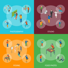 Cartoon Characters Professional Photographers and Fashion Models Banner Set. Vector