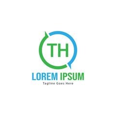 Initial TH logo template with modern frame. Minimalist TH letter logo vector illustration