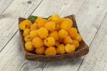 Sweet ripe tasty yellow raspberry