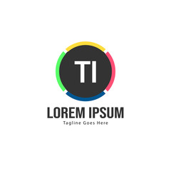 Initial TI logo template with modern frame. Minimalist TI letter logo vector illustration