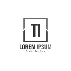Initial TI logo template with modern frame. Minimalist TI letter logo vector illustration