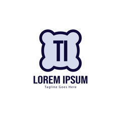 Initial TI logo template with modern frame. Minimalist TI letter logo vector illustration