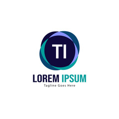 Initial TI logo template with modern frame. Minimalist TI letter logo vector illustration