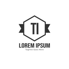 Initial TI logo template with modern frame. Minimalist TI letter logo vector illustration