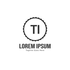Initial TI logo template with modern frame. Minimalist TI letter logo vector illustration