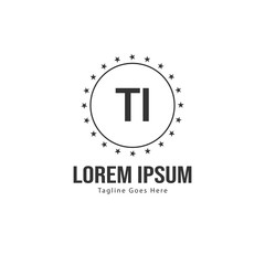 Initial TI logo template with modern frame. Minimalist TI letter logo vector illustration
