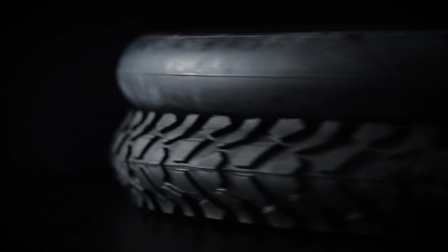 black car tires for driving on the road