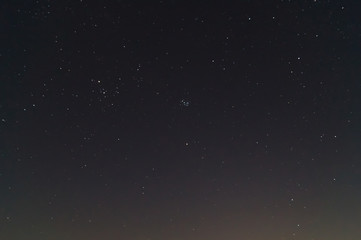  Underexposed night sky low light photo. A lot of stars and constellations on dark sky. Stock photo of deep sky.