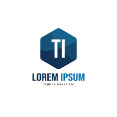 Initial TI logo template with modern frame. Minimalist TI letter logo vector illustration