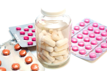 Color pills for the treatment of disease. Pharmaceutical tablets