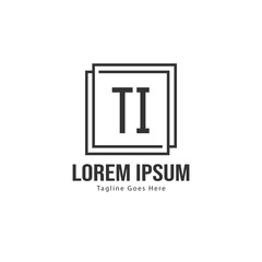 Initial TI logo template with modern frame. Minimalist TI letter logo vector illustration
