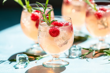 Pink drink with ice. Summer cold Welcome cocktail
