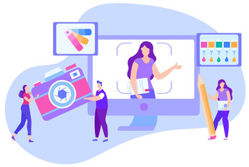 Online Workout for Color Correction Photo. Vector.