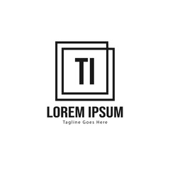Initial TI logo template with modern frame. Minimalist TI letter logo vector illustration