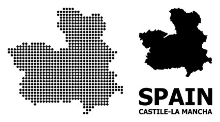 Obraz premium Pixelated Mosaic Map of Castile-La Mancha Province