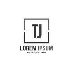 Initial TJ logo template with modern frame. Minimalist TJ letter logo vector illustration