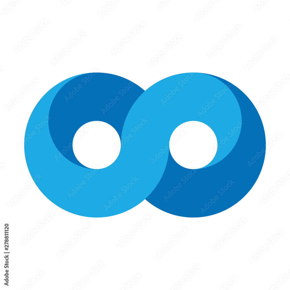 Poster blue infinity symbol icon. 3d-like design effect. vector illustration