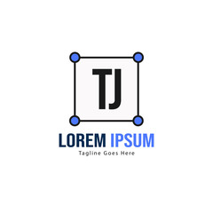 Initial TJ logo template with modern frame. Minimalist TJ letter logo vector illustration