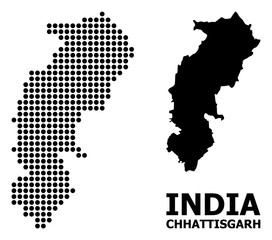 Obraz premium Dot Mosaic Map of Chhattisgarh State