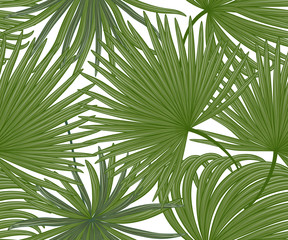 Obraz na płótnie Canvas Seamless pattern with tropical leaf palm. Watercolor. Vector illustration. EPS 10.